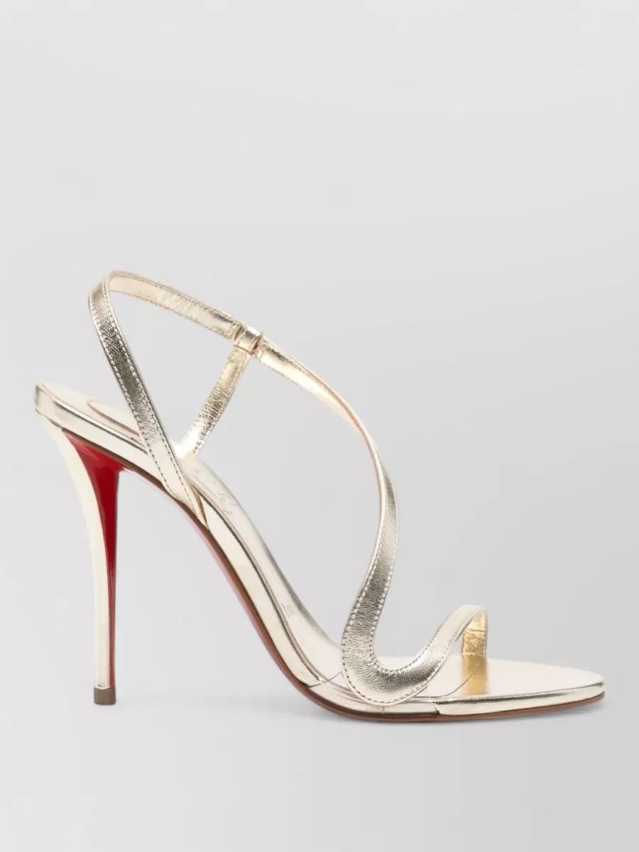 Christian Louboutin Metallic Leather Asymmetric Strap Sandals