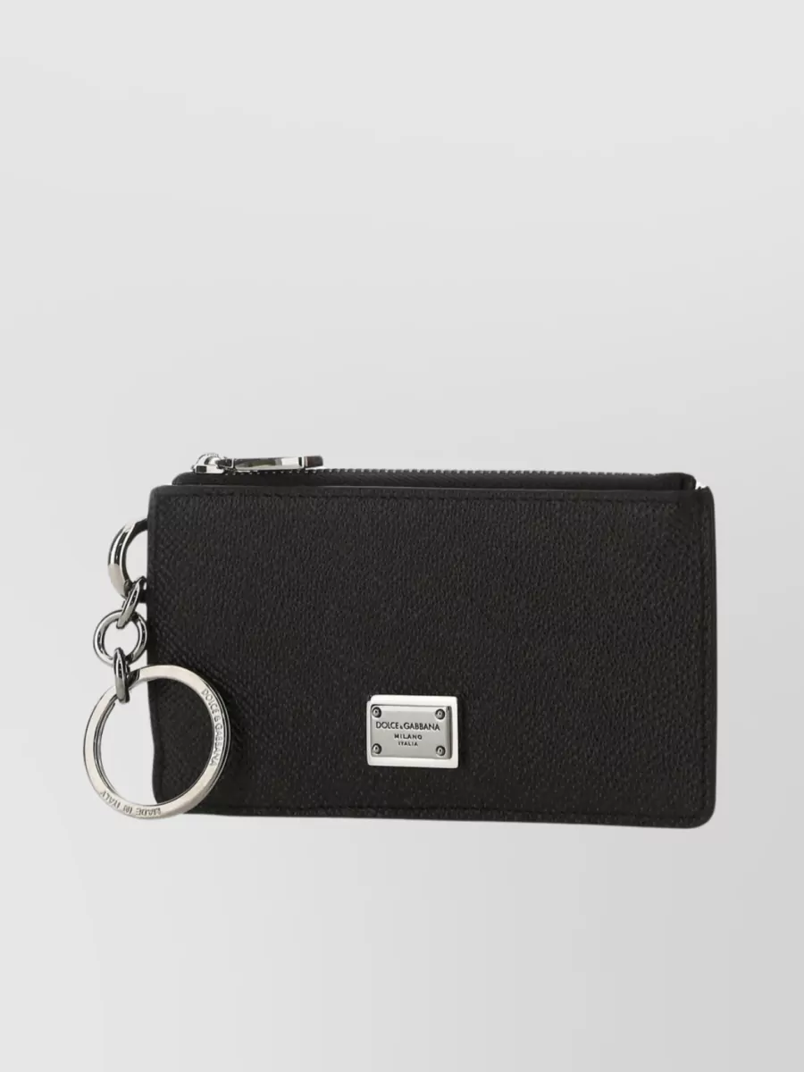 Shop Dolce & Gabbana Leather Card Holder And Keychain Attachment In Black