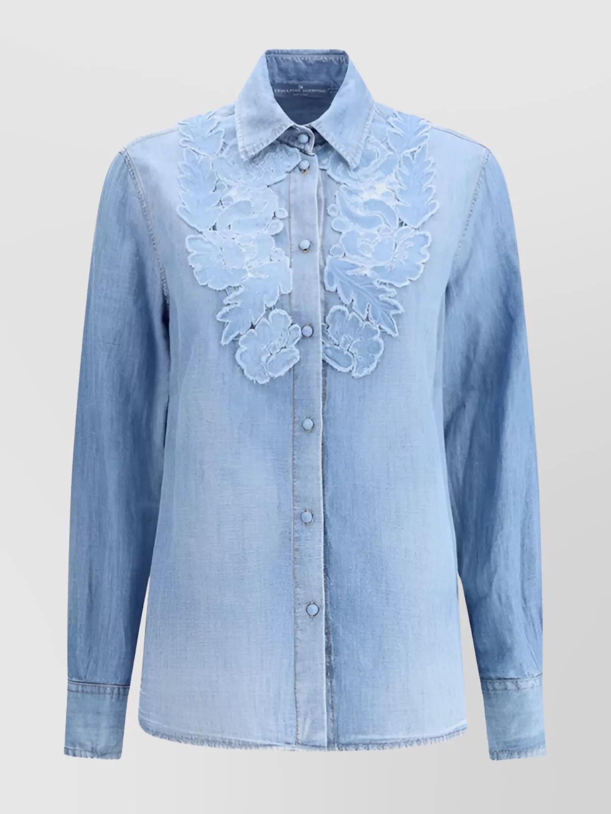Ermanno Scervino Denim Shirt With Floral Lace Embroidery