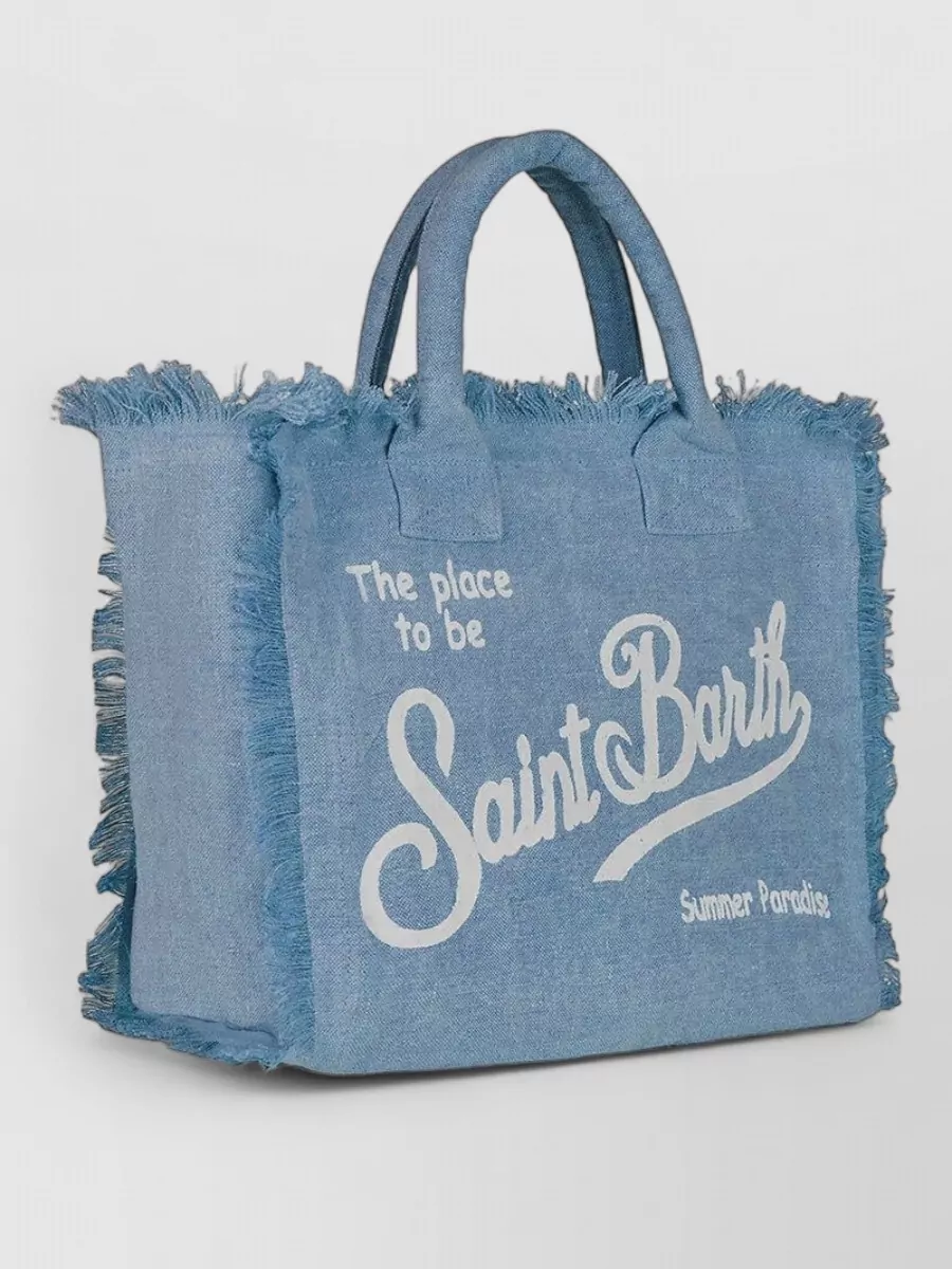 Mc2 Saint Barth Linen Fringed Beach Bag