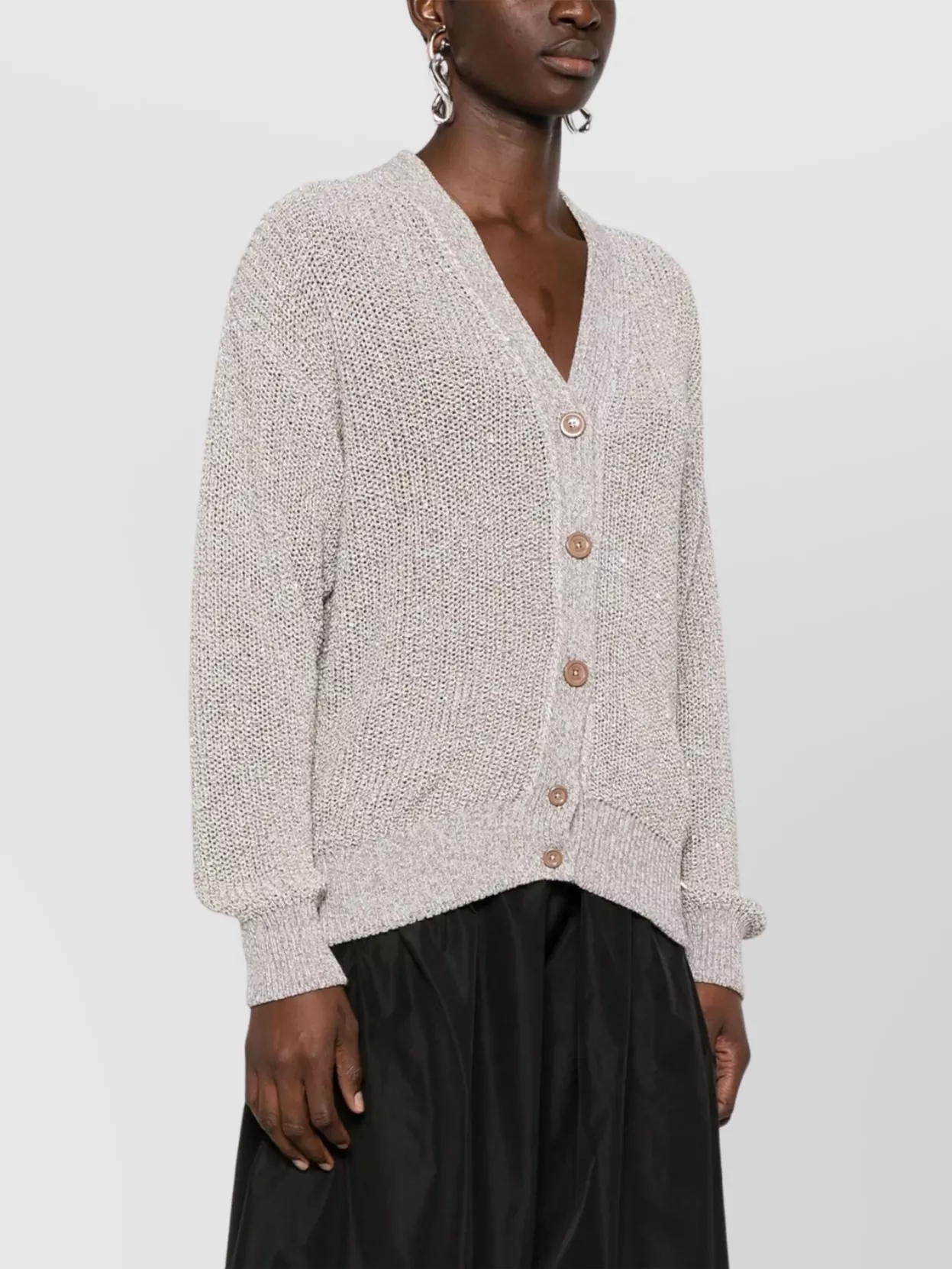 Herno Long Sleeve V-Neck Cardigan With Ribbed Cuffs And Hem