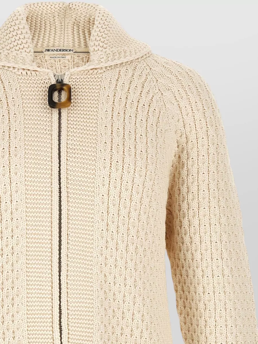 Jw Anderson Cotton-Blend Cable-Knit Zip Cardigan