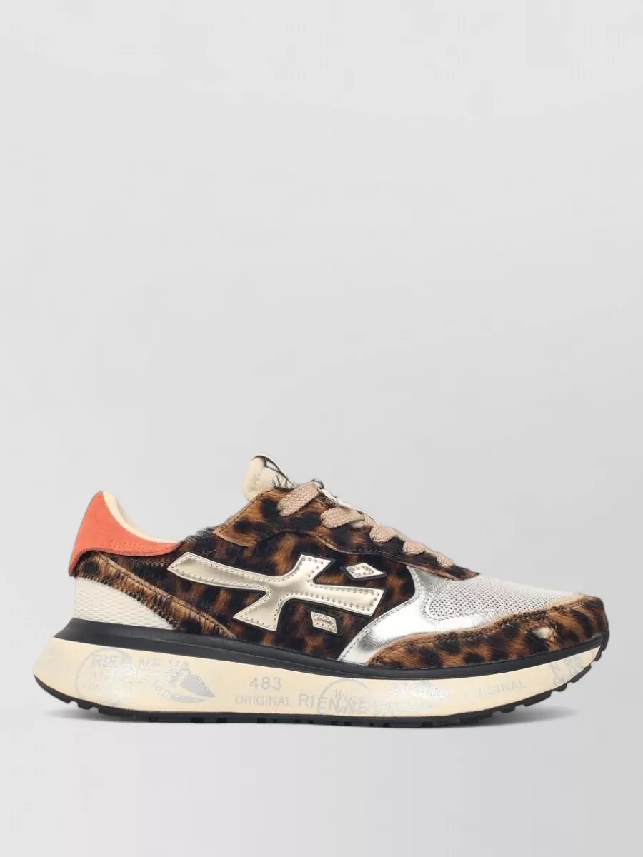 Premiata leopard-print calf leather low-top sneakers
