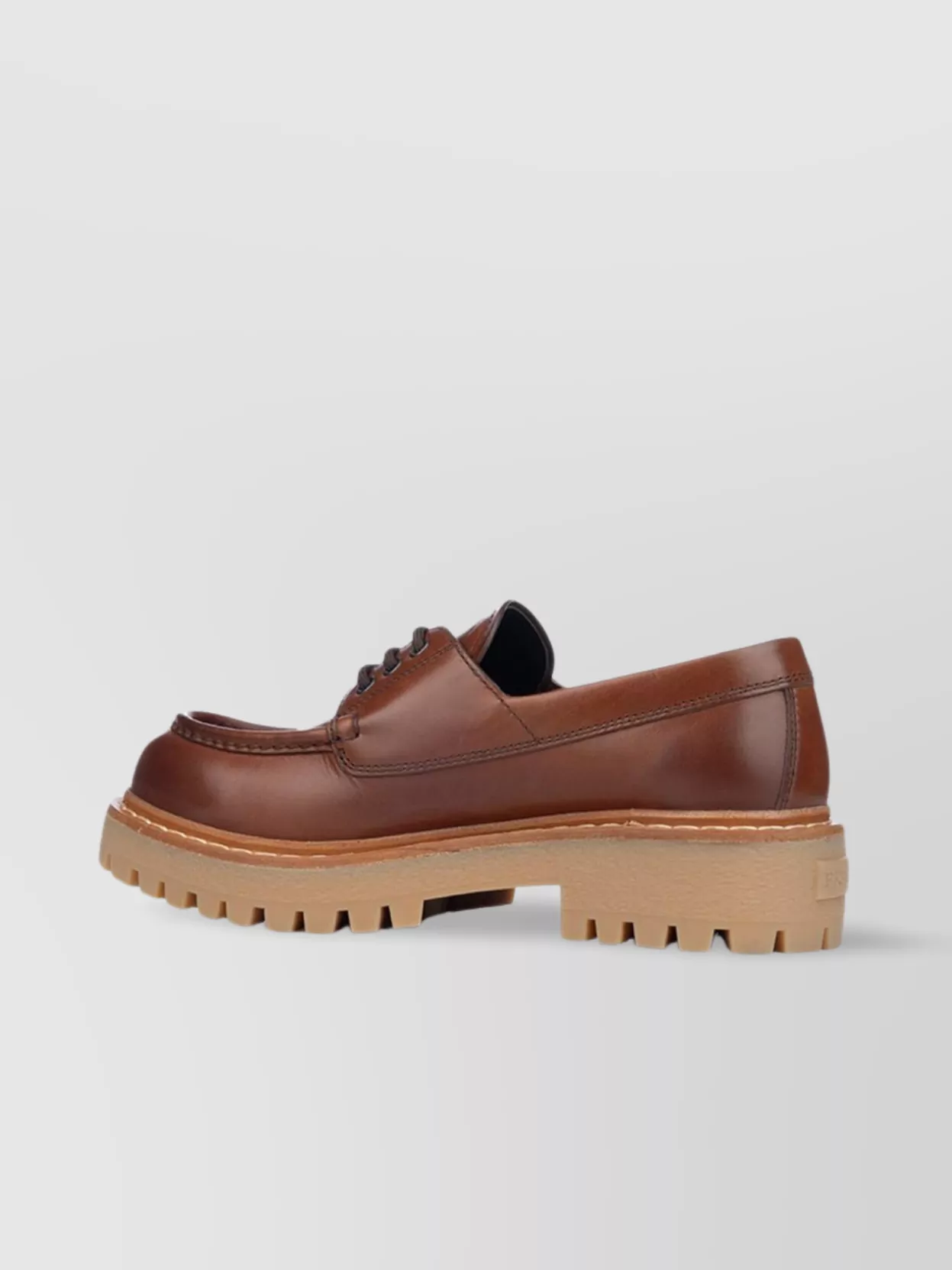 Prada Leather Loafers Stitched Lug Sole