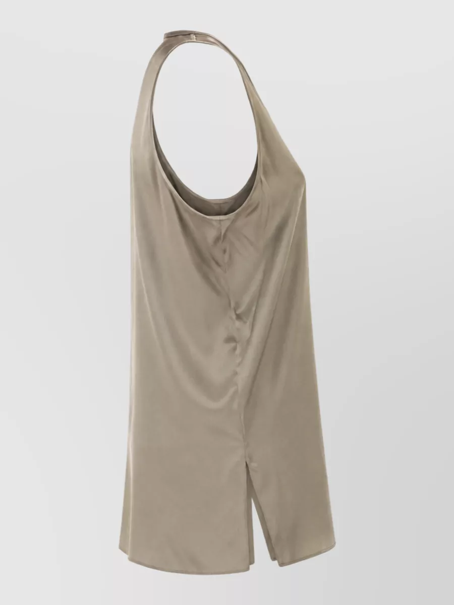 Brunello Cucinelli Silk Satin Crew Neck Top
