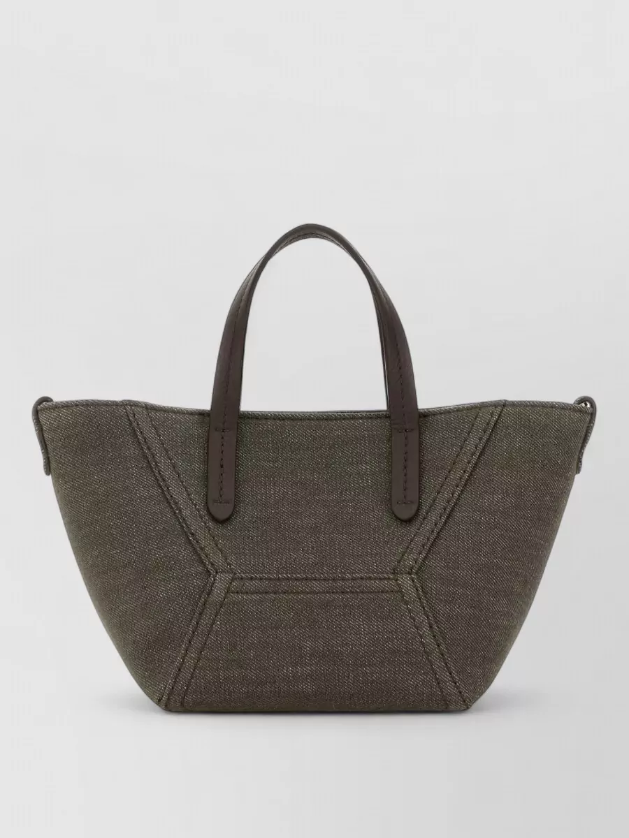 Brunello Cucinelli olive cotton shoulder bag