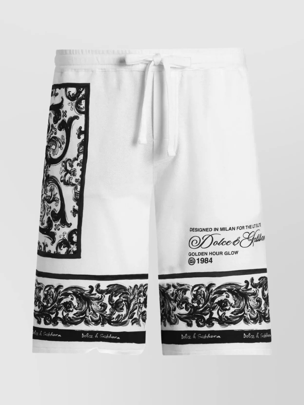 Dolce & Gabbana Majolica-print Knee Length Bermuda Shorts With Side And Back Pockets In White
