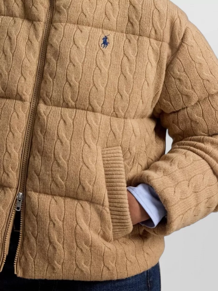 Polo Ralph Lauren Cashmere Wool Cable Knit Quilted Puffer Jacket