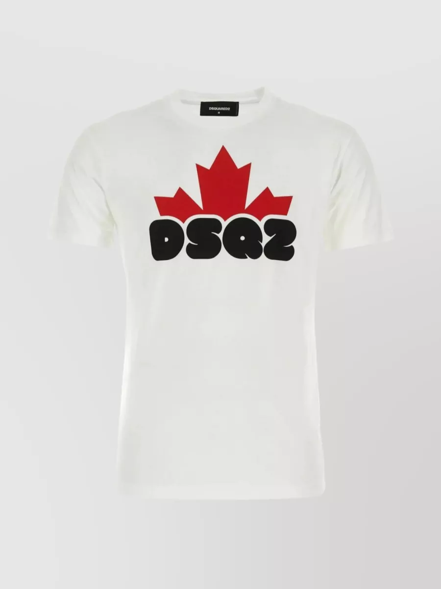 Shop Dsquared2 Ribbed Crew-neck Graphic Print T-shirt In White