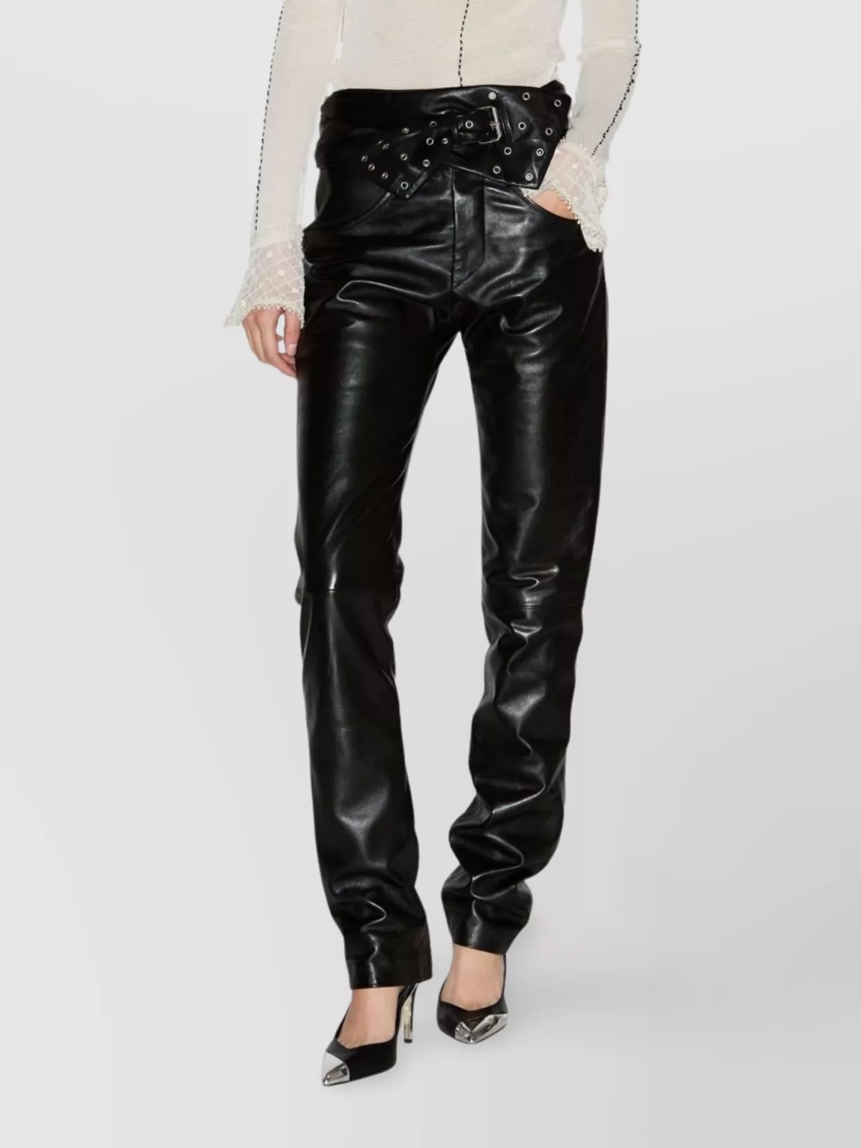 Isabel Marant Leather Trousers Featuring Belted Waist
