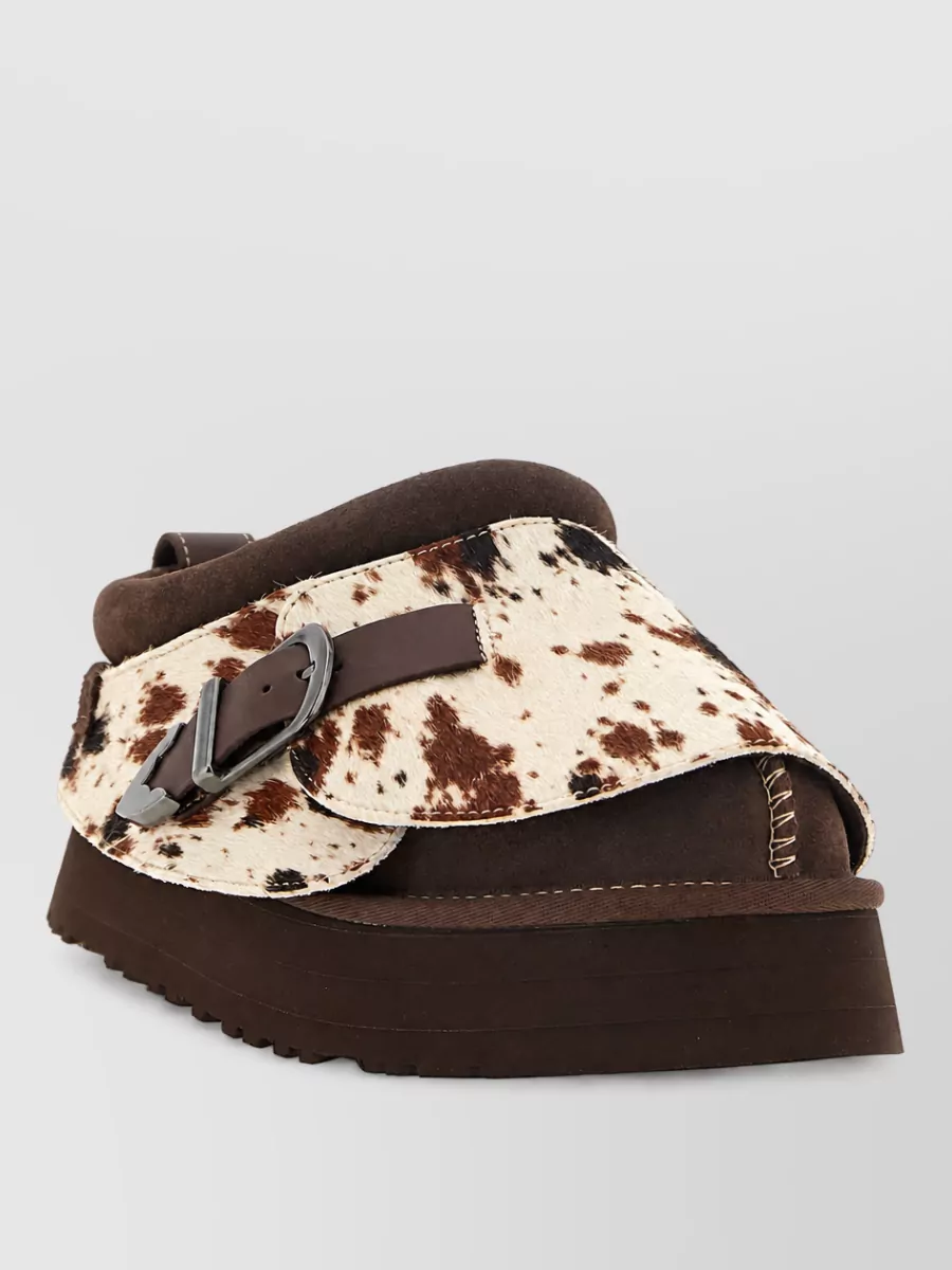 Ugg Leather Animal-Print Platform Slippers