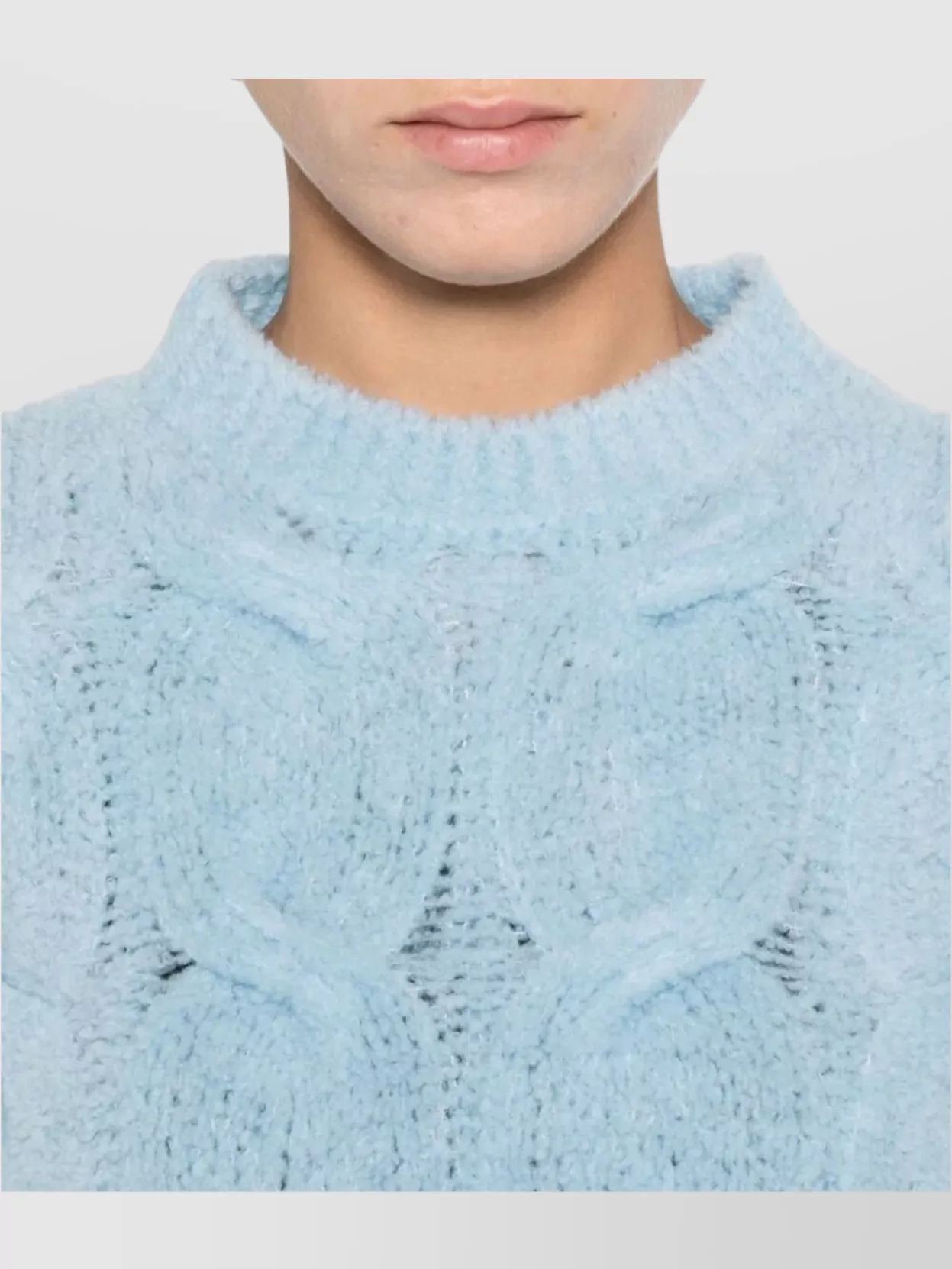 Sportmax Textured Cable Knit Cropped Crewneck Sweater