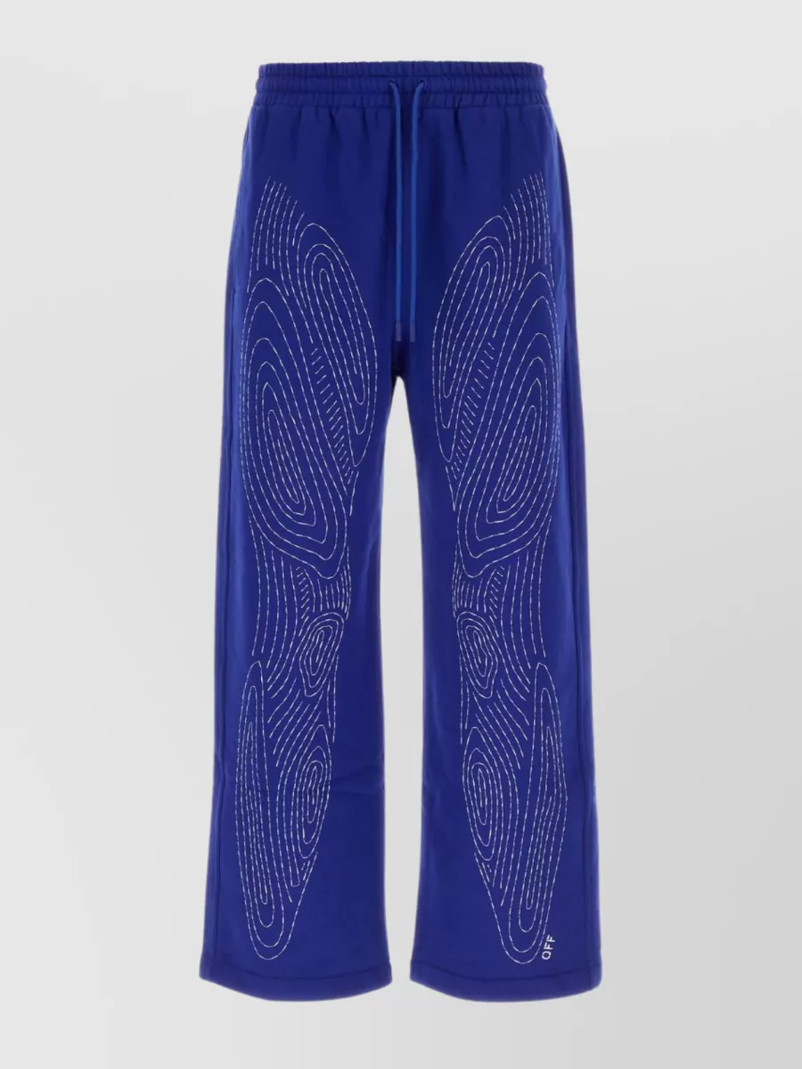 Shop Off-white Cotton Joggers With Elastic Waist And Wide-leg Design In Blue