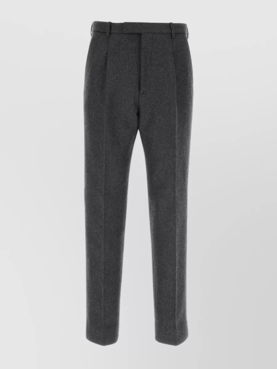 Shop Gucci Wool Blend Pleated Trousers In Grey
