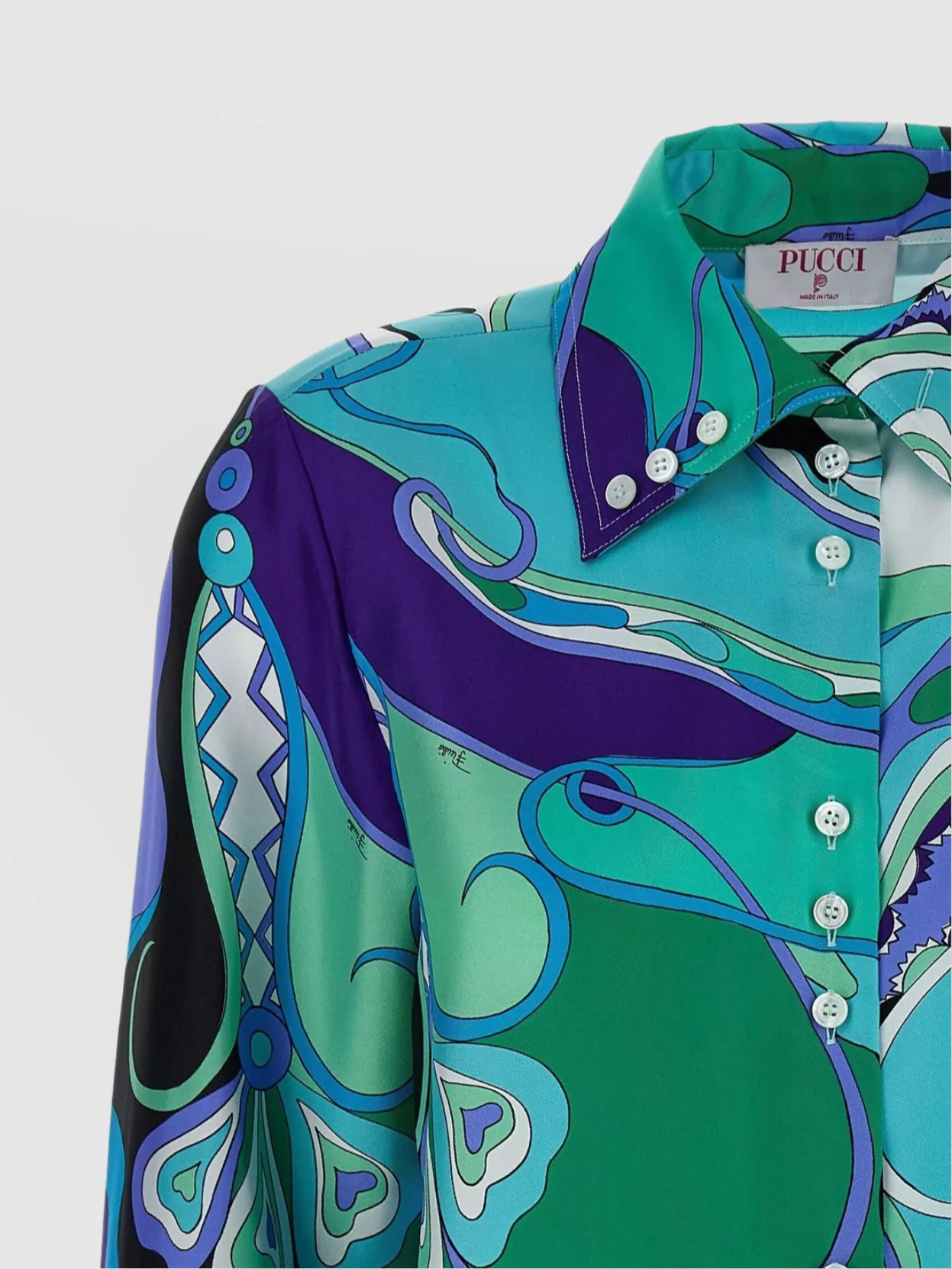 Shop Emilio Pucci Orchid Print Collared Shirt With Cuffed Sleeves