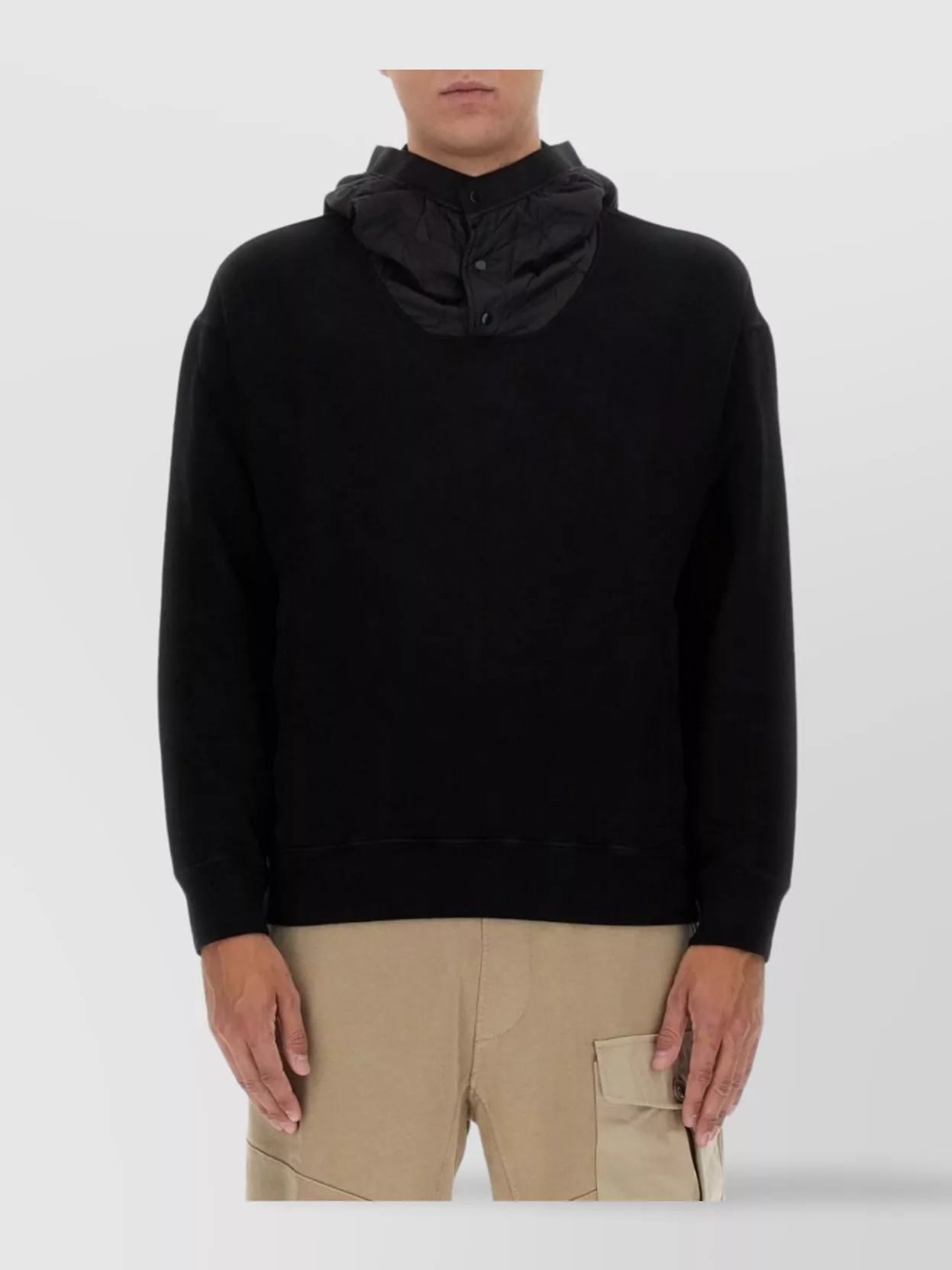 Ten C Front Pocket Hooded Sweater With Ribbed Finish