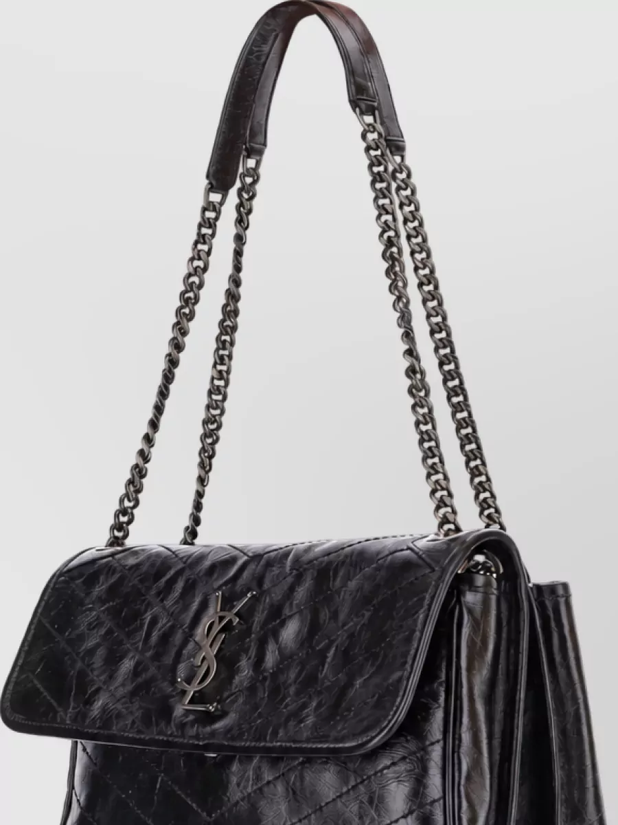 Saint Laurent Niki Calfskin Quilted Clutch Bag