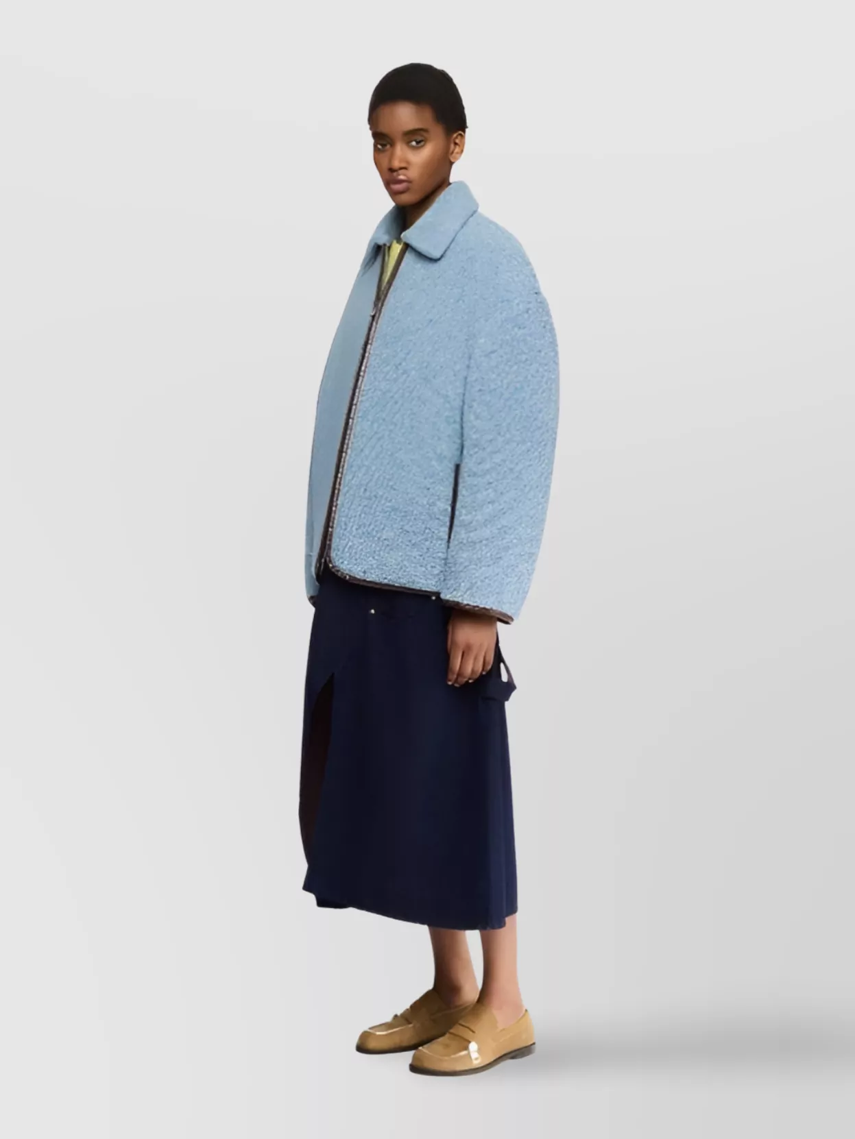 Jw Anderson Casual Jacket With High Collar And Long Sleeves In Blue