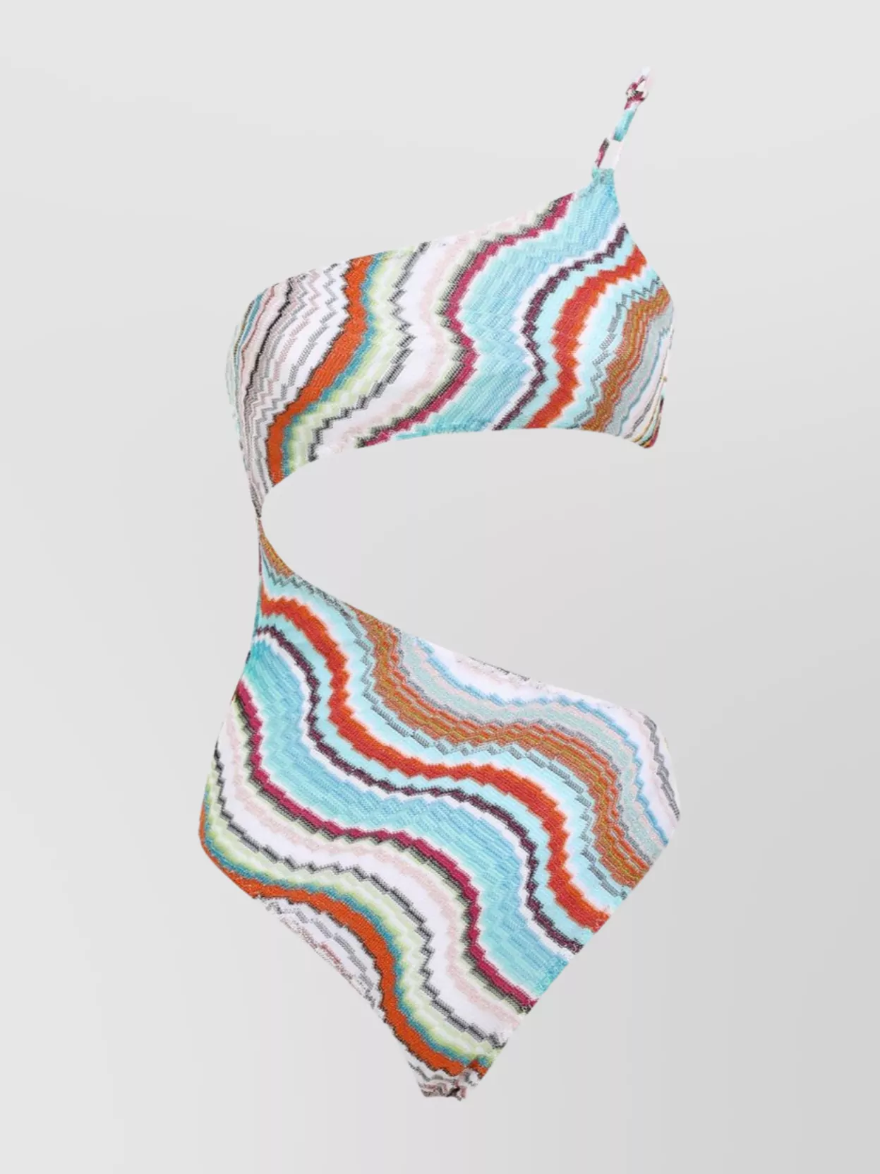 Missoni Multicolor Wave Asymmetric Cutout One-piece Swimsuit In Blue