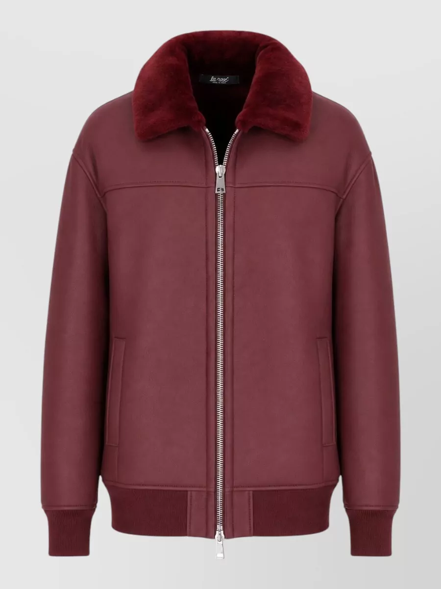 La Rose shearling long bomber coat