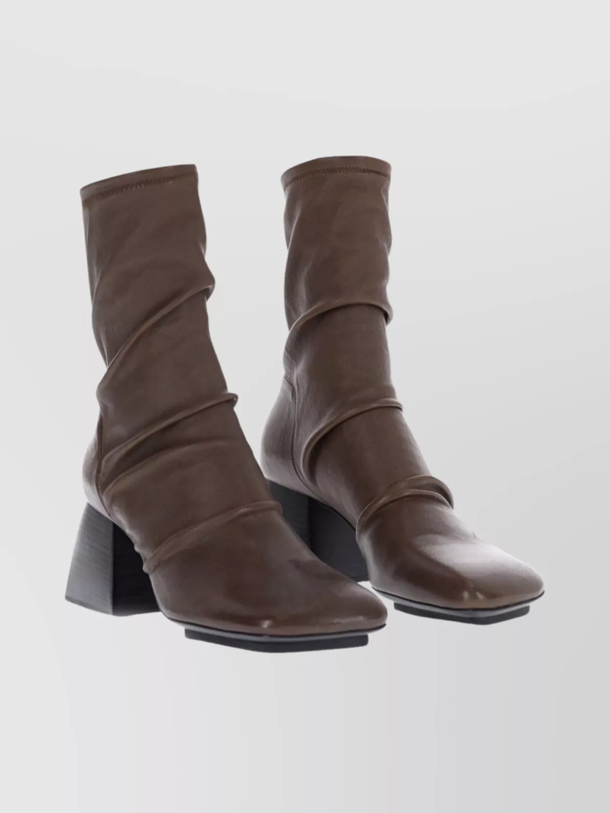 Uma Wang Ankle Boots With Block Heel And Ruched Design
