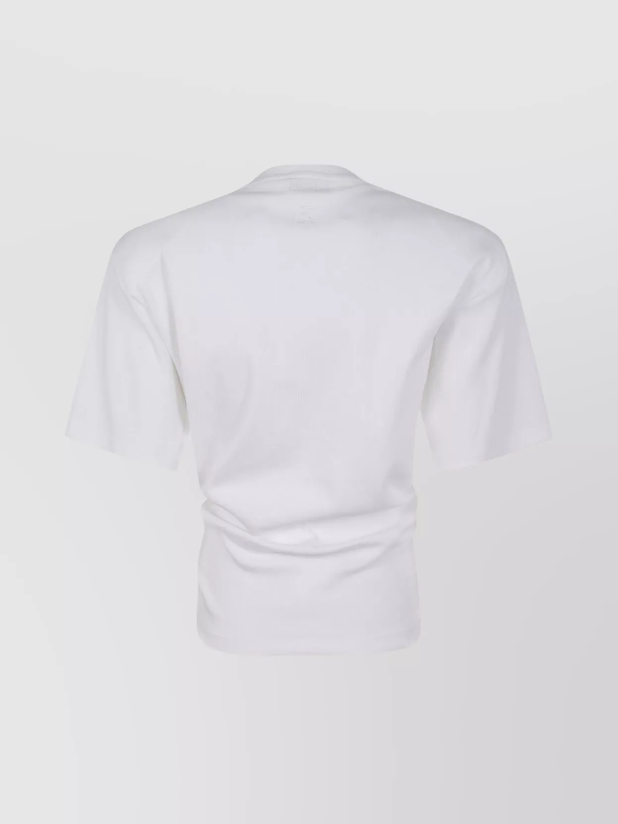 Magda Butrym Front Knot Short Sleeve Crop Top In White