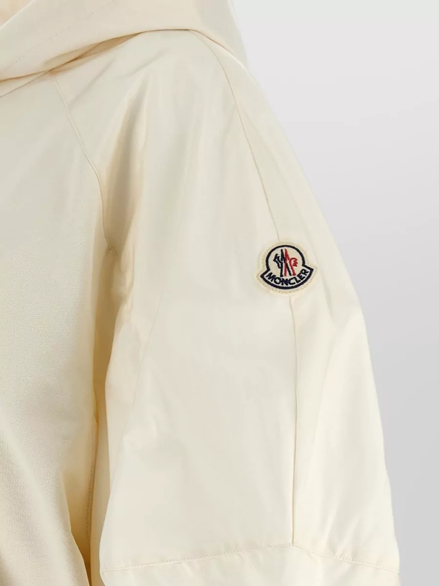 Moncler Short Sleeve Hooded Top Ribbed Hem