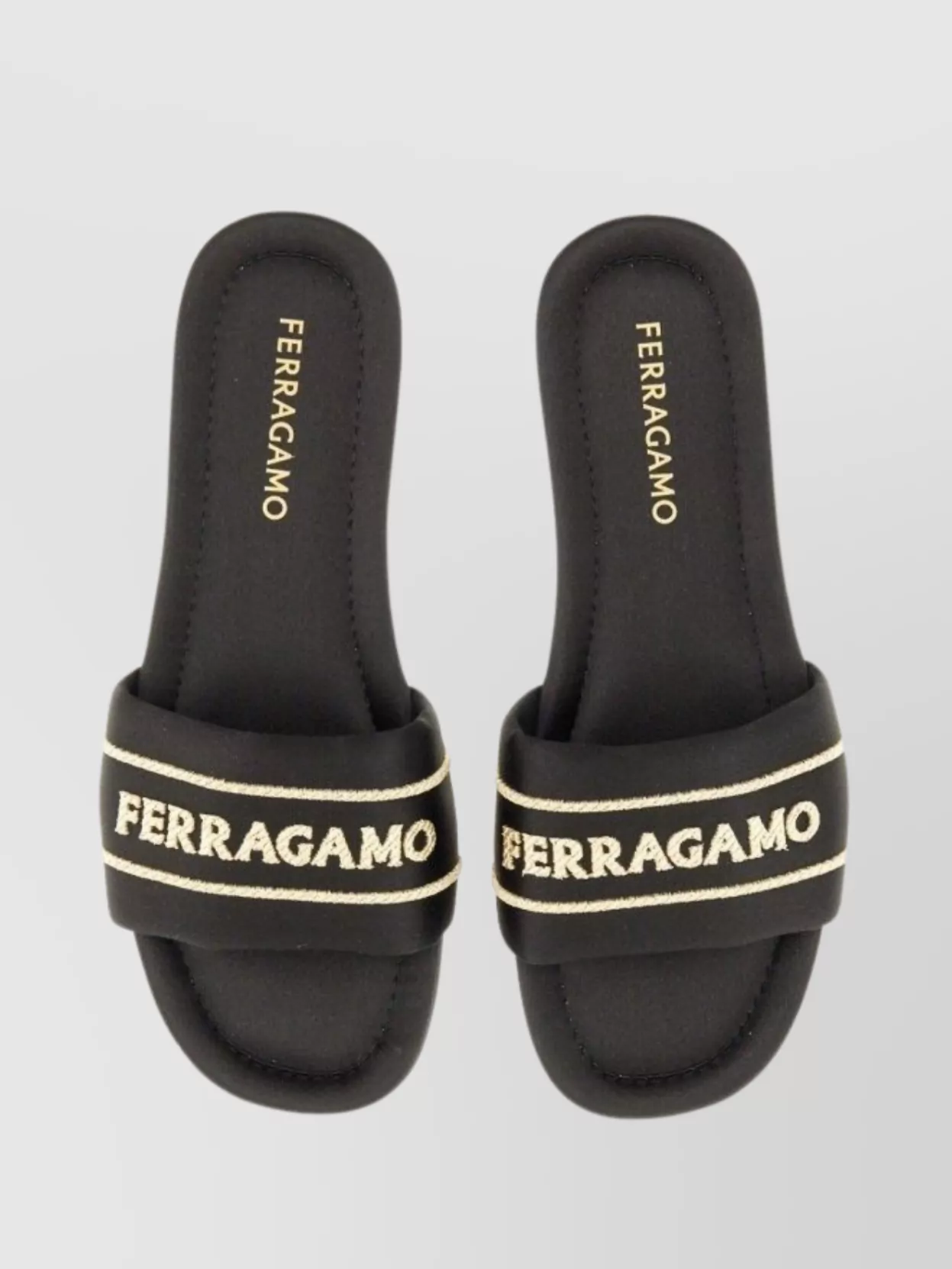 Ferragamo Logo Open Toe Flat Sole Sandal