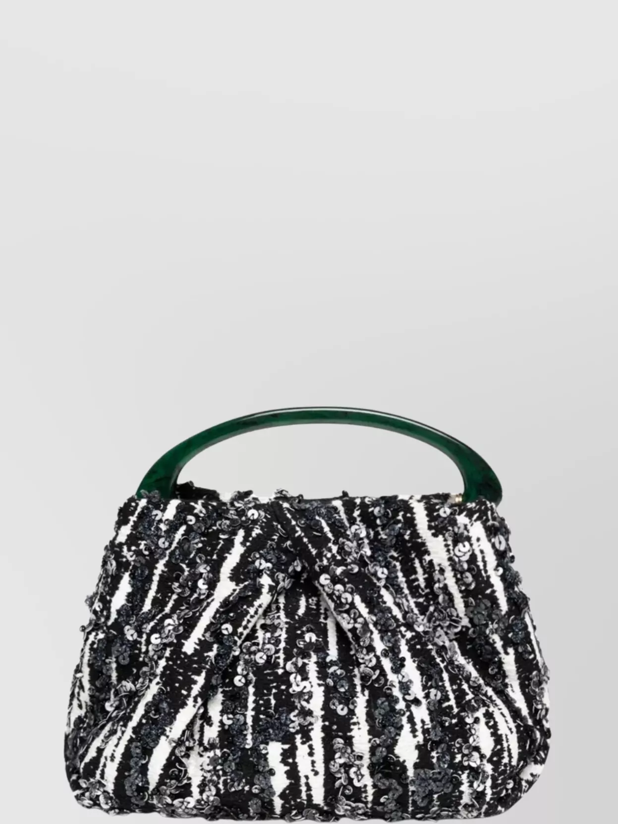Dries Van Noten Small Pleated Jacquard With Resin Handle Bags In Black