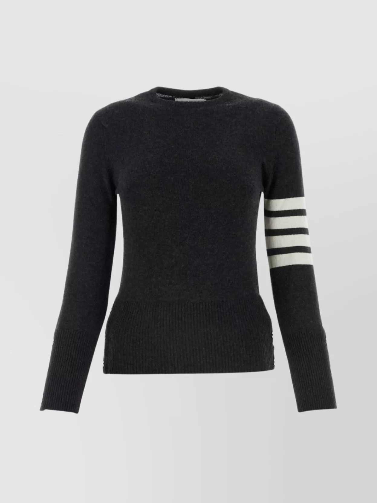 Shop Thom Browne Crew Neck Wool Sweater With Striped Sleeves