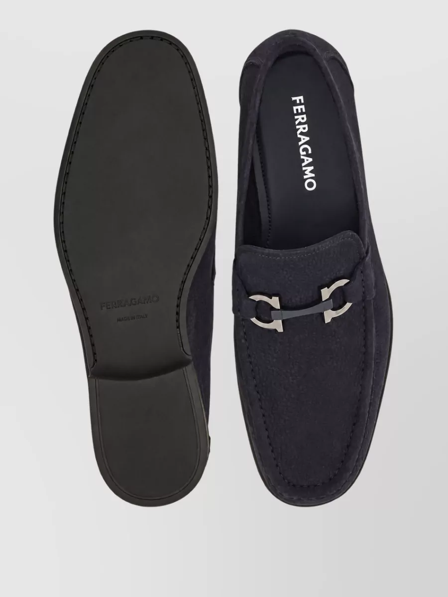 Ferragamo Leather Apron-Toe Loafers