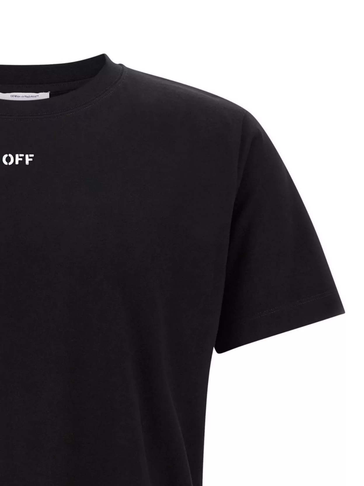 Off-white Black T-shirt With Embroidered Lettering In Black