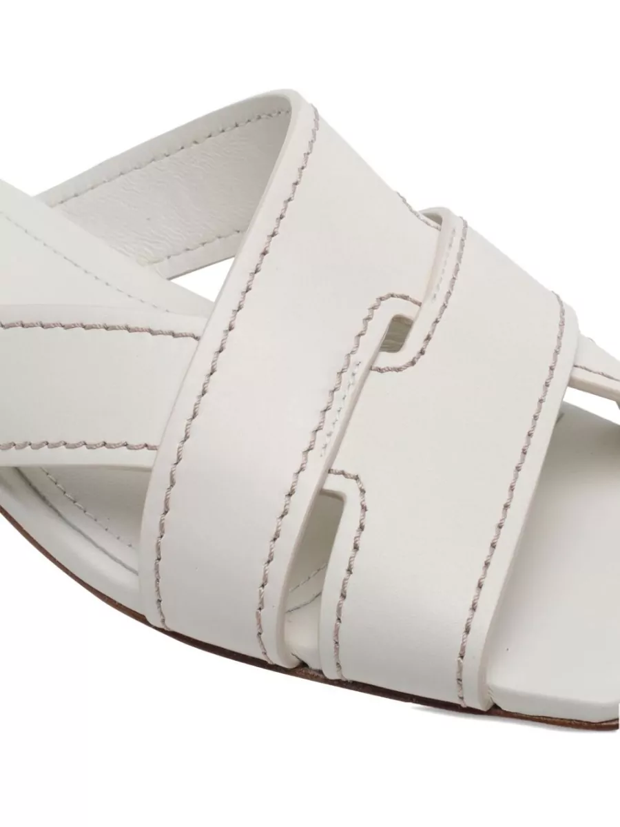 Tod's Leather Sandals Flat Sole Square Open Toe