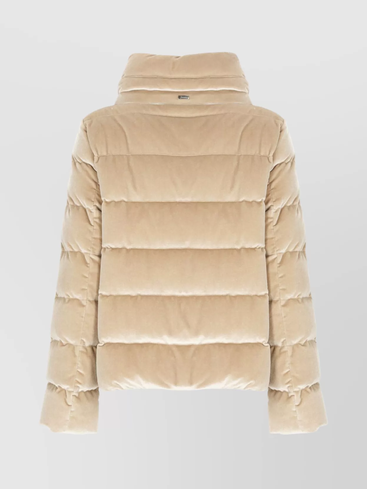 Herno Quilted Velvet Drawstring High Collar Jacket In Gold