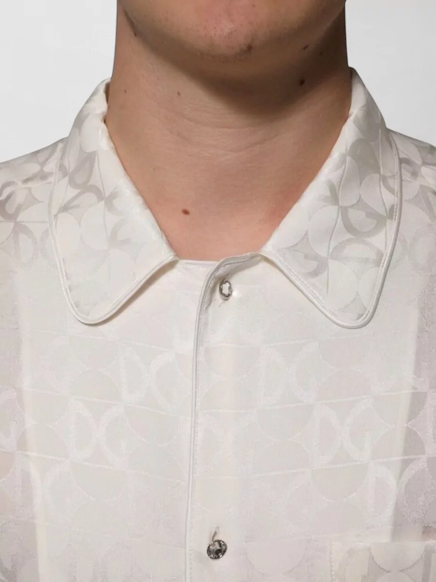 Dolce&Gabbana Silk Logo Print Long Sleeve Shirt