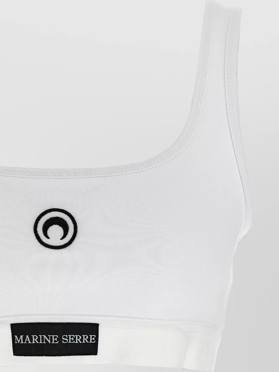 Marine Serre Stretch Jersey Sport Bra With Moon Logo
