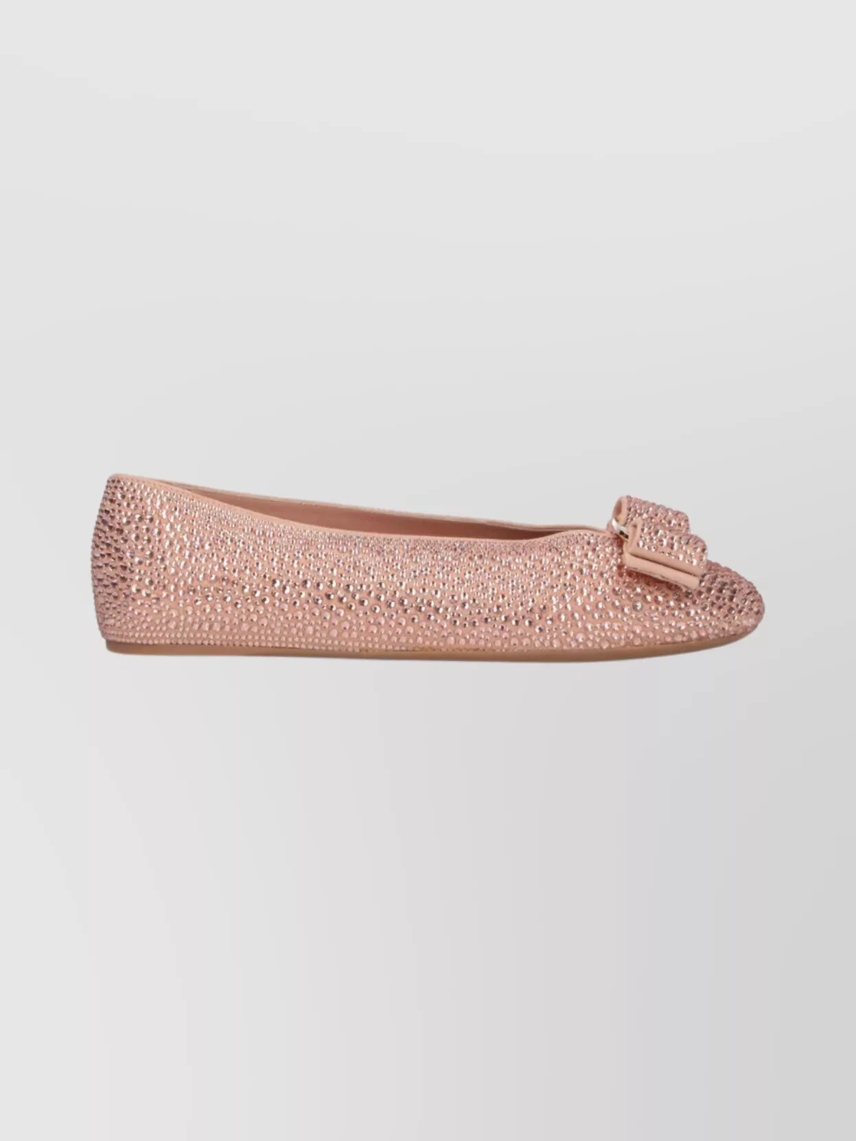Ferragamo Pointed Toe Pink Flats With Sparkling Embellishments In Pink