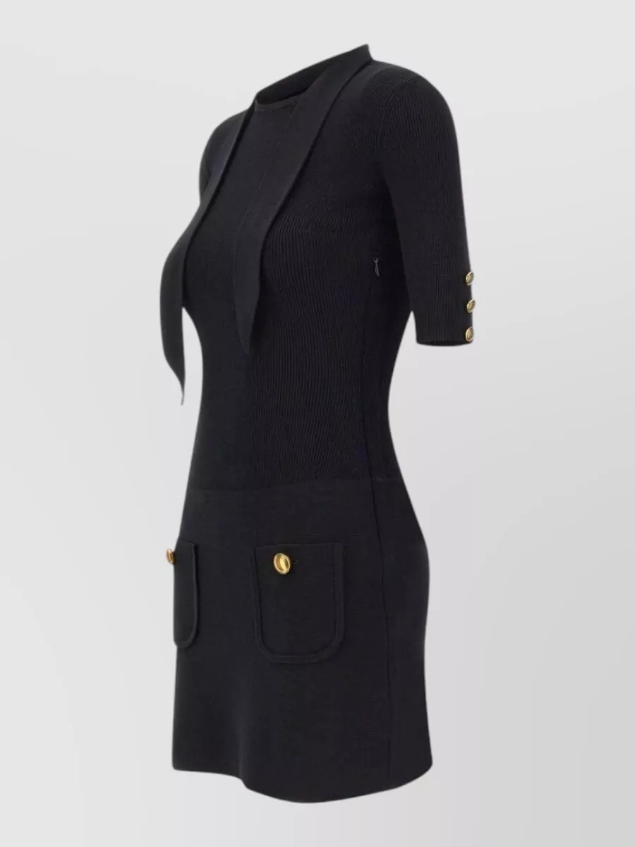 Elisabetta Franchi Ribbed Knit Scarf Mini Dress