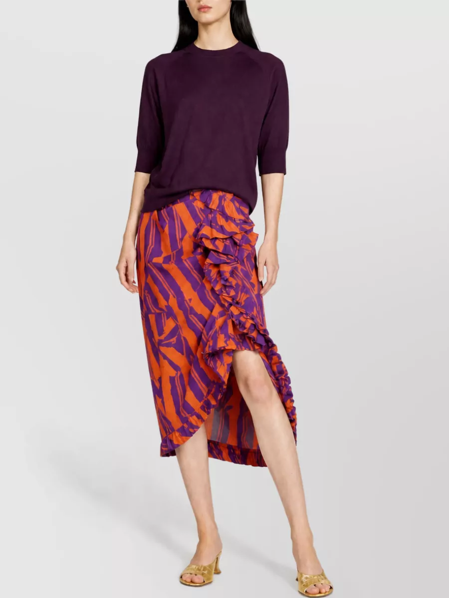 Dries Van Noten Midi Skirt Sina High Waist Ruffled