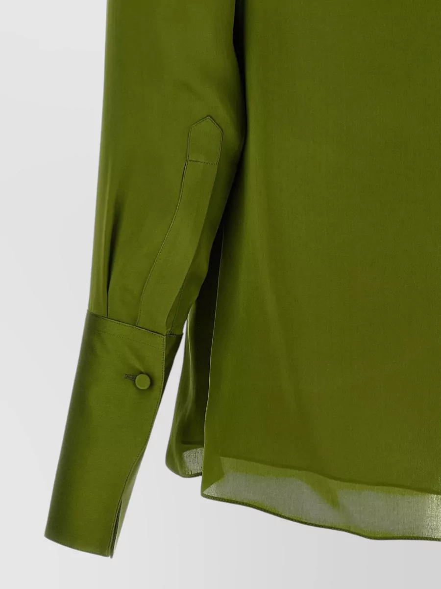 Tom Ford Silk Draped Asymmetric Neck Long-Sleeve Blouse