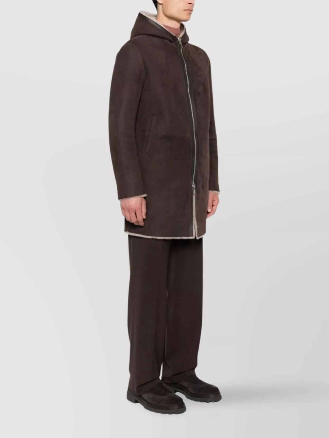 Tagliatore Hooded Long Sleeve Coat With Side Pockets