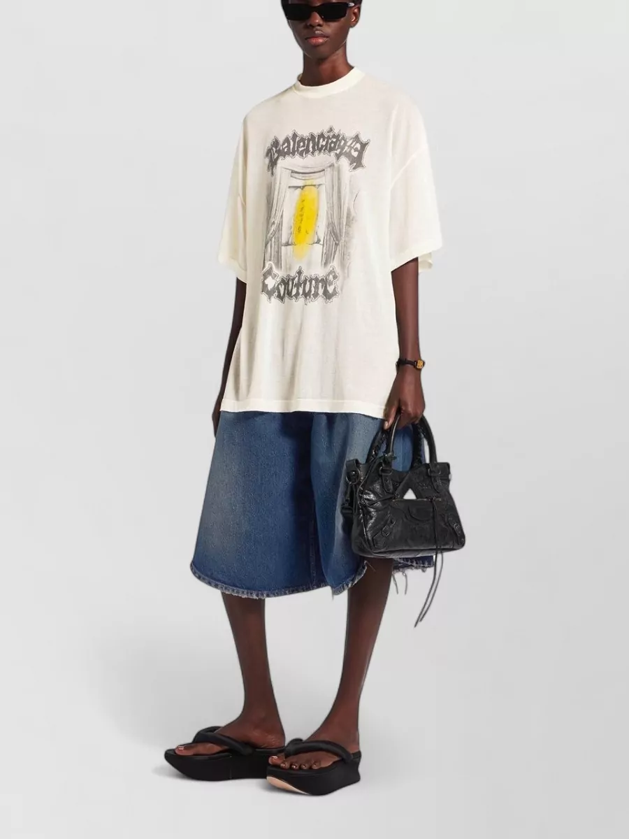 Balenciaga Semi-Sheer Printed Jersey T-Shirt