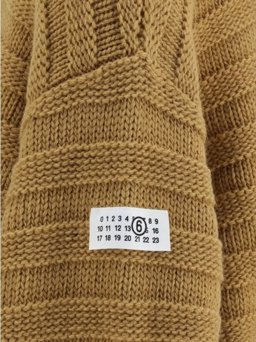 Mm6 Maison Margiela Wool Distressed Ribbed Turtleneck Jumper
