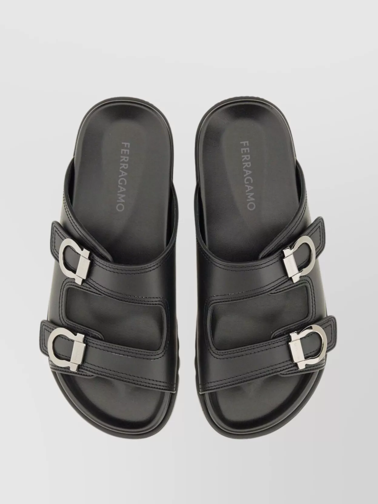 Ferragamo Double Buckle Flat Sole Sandal