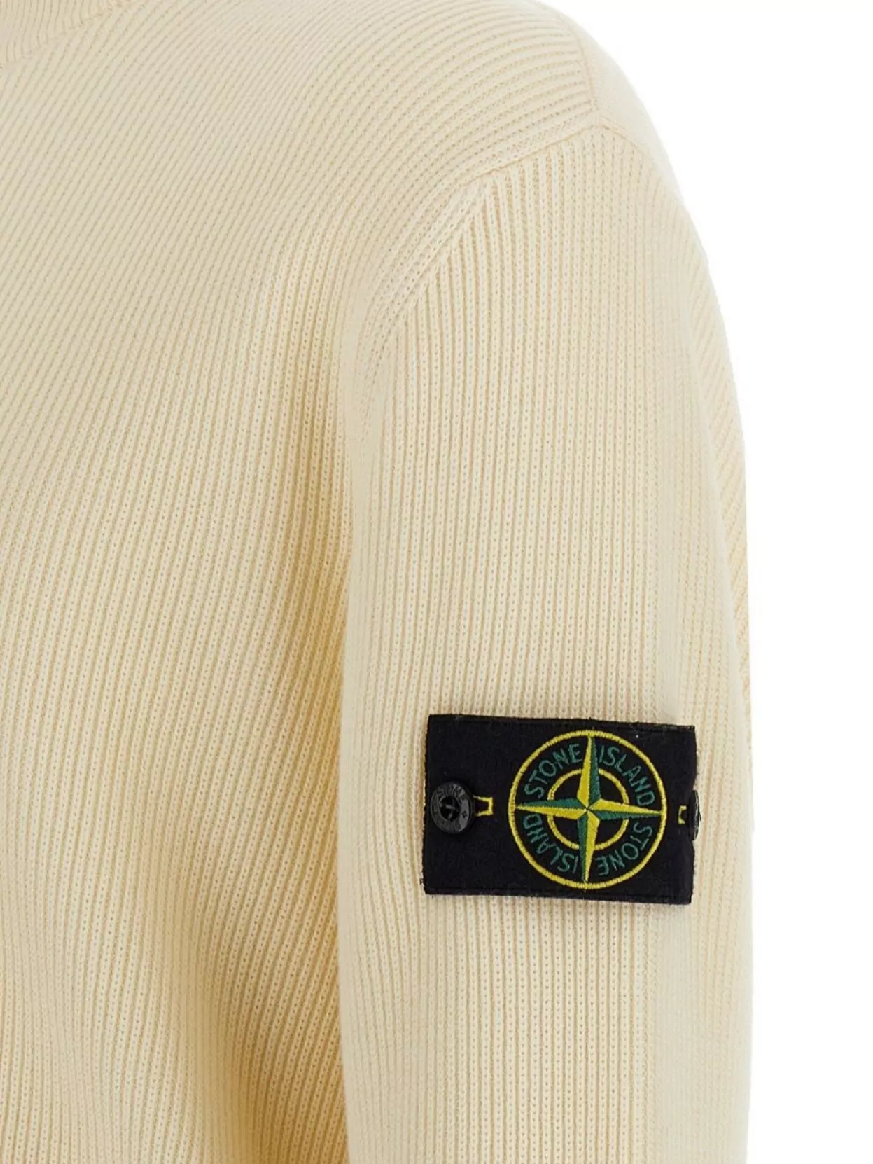 Stone Island Logo Badge Cardigan Sweaters And Cardigans White
