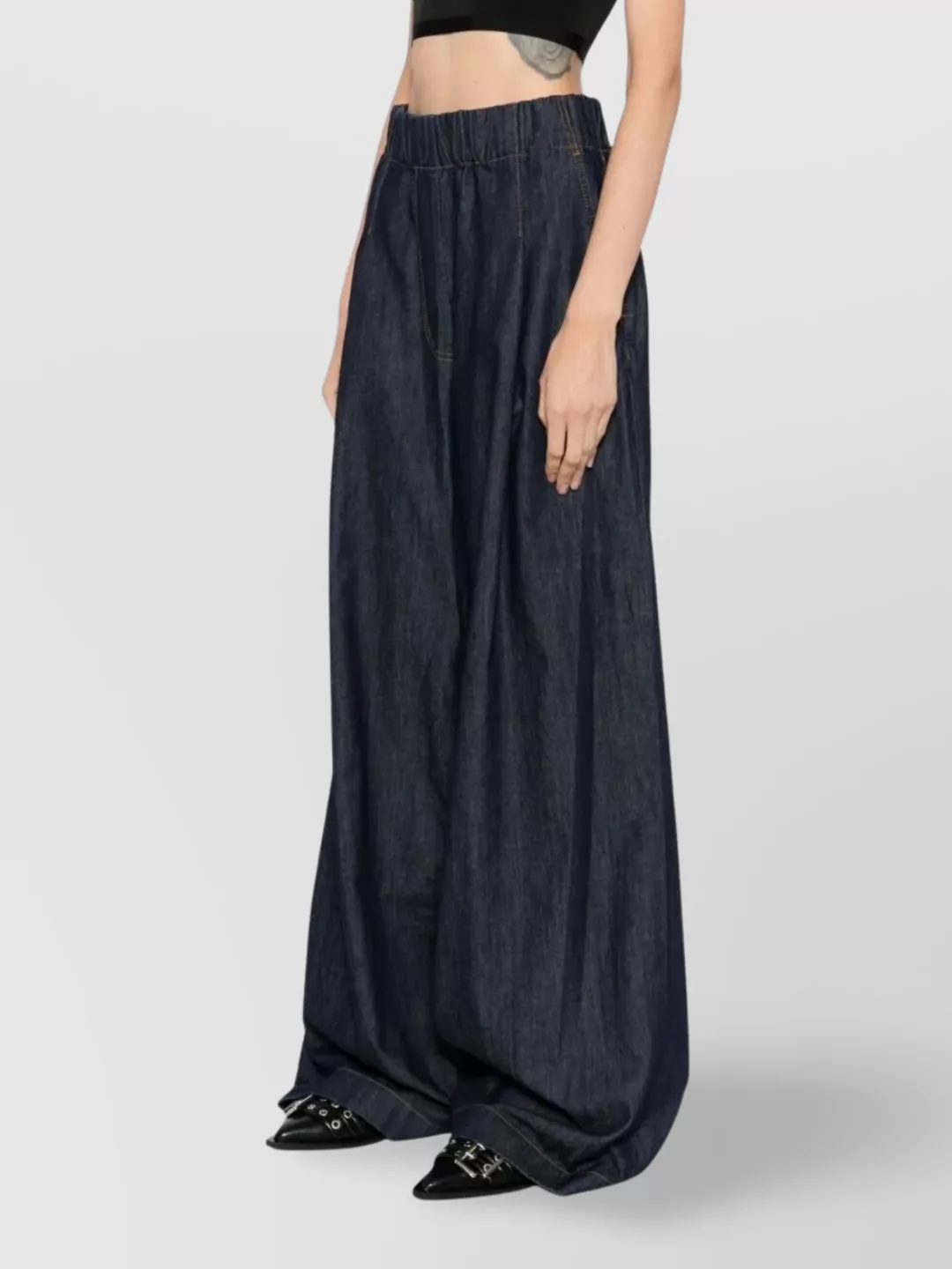 Dries Van Noten Wide Leg Denim Trousers And Pockets In Blue