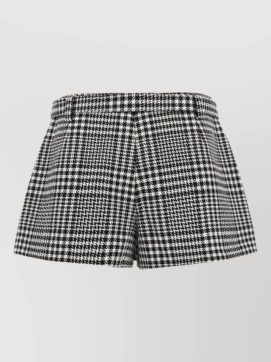 Self-Portrait Bouclé Wool Houndstooth Skort