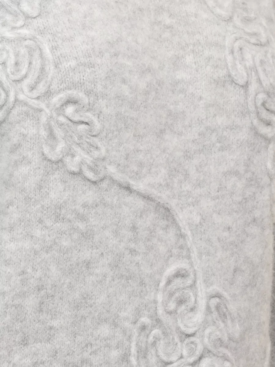 Rotate Ribbed Floral-Embossed Sweatshirt
