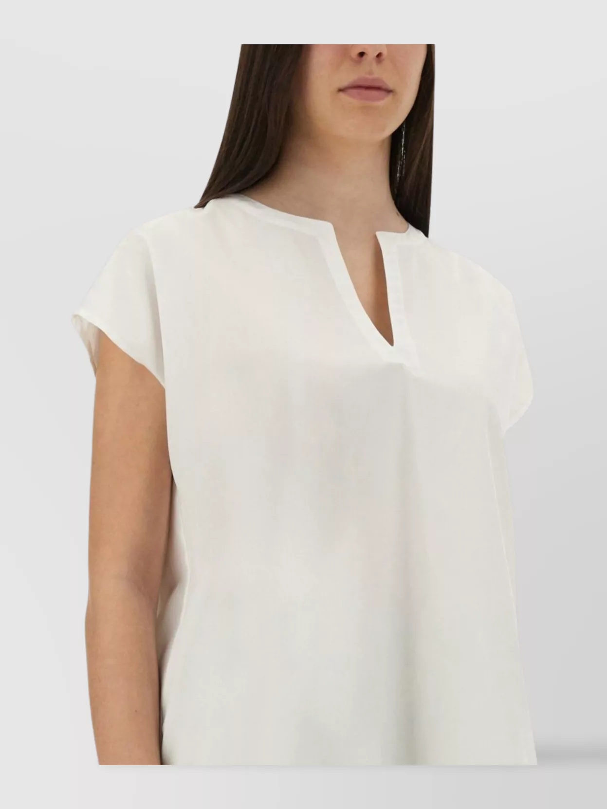 Aspesi Oversized V Neck Top With Cap Sleeves