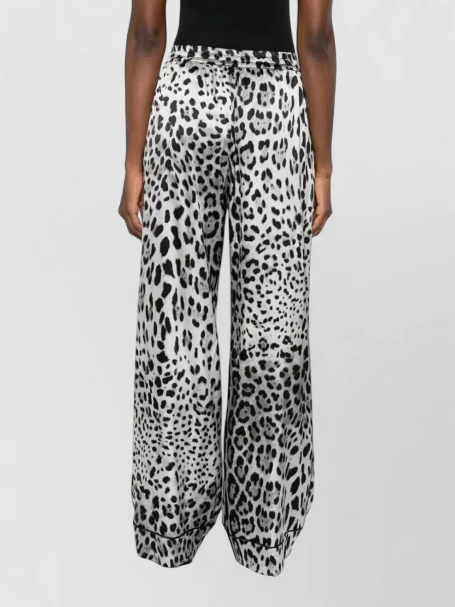 Dolce&Gabbana Silk Leopard-Print Wide-Leg Palazzo Trousers